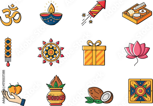 Diwali symbols and elements
