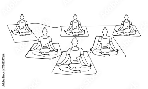 Minimalist Line Art Illustration of Women Practicing Yoga Poses for Balance  Flexibility  and Wellness