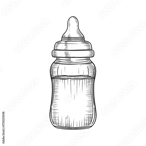 Baby pacifier vector line art hand drawn illustration 