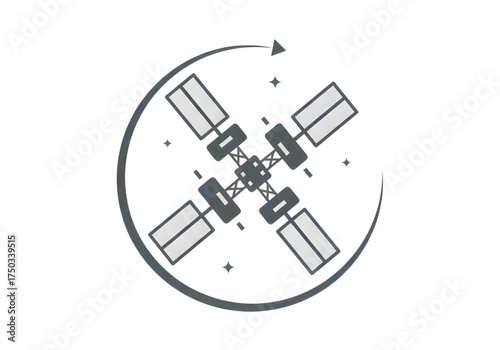  Minimal icon of a space station orbit — no background, no shadow PNG