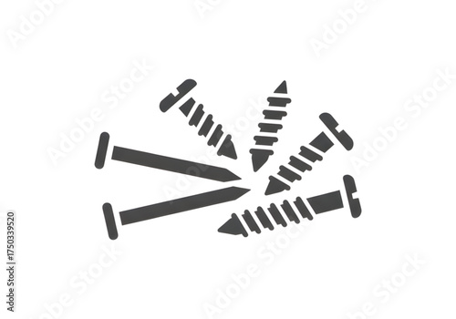  Minimal icon of a nails and screws — no background, no shadow PNG