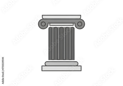 Minimal icon of a classical column — white background, no shadow PNG