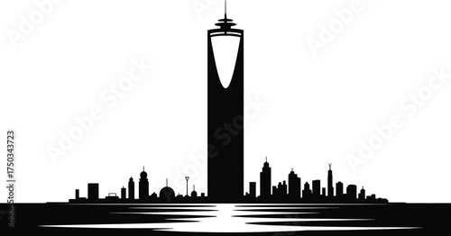 Kingdom Centre Black Vector Silhouette Icon On Transparent Background
