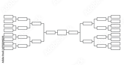 Sports tournament bracket template, tournament 16 brackets