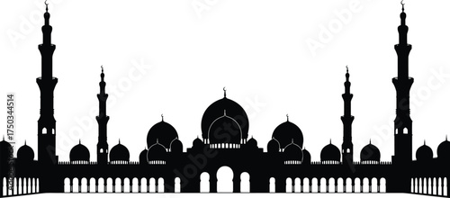 Mosque Silhouette Islamic Architecture Building Transparent Background Vector Design