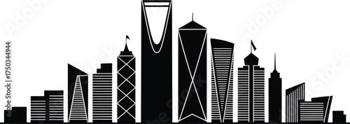 Saudi Arabia Riyadh City Skyline Vector Illustration on Transparent Background