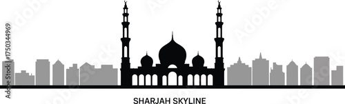Sharjah skyline silhouette United Arab Emirates cityscape building landmark architecture