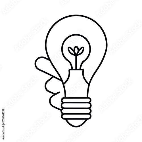 Continuous line drawing hand generating creative thought concept vector line art on white background