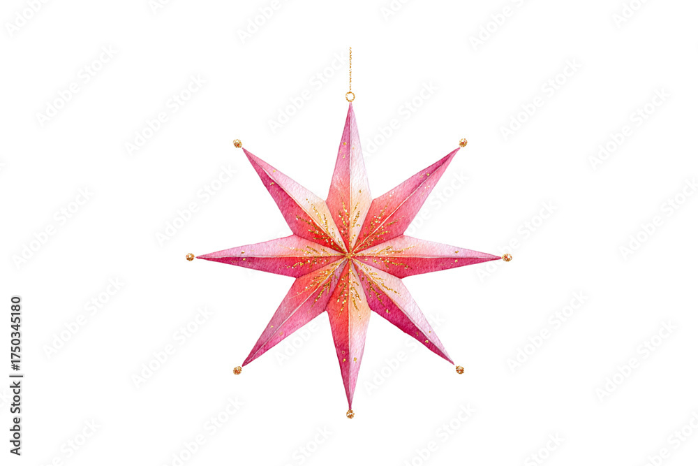 Obraz premium Watercolor Christmas star ornament isolated on transparent background