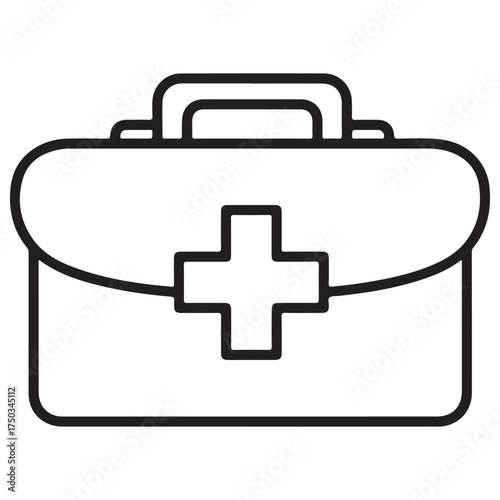 Outline Icon of a Medical First Aid Kit with a Health Cross