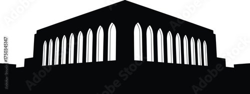 Silhouette Islamic Building Architecture Vector Design Isolated Transparent