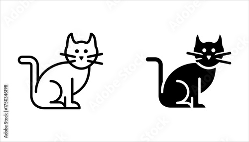 Cat icons set. Domestic animal, halloween concept on white background