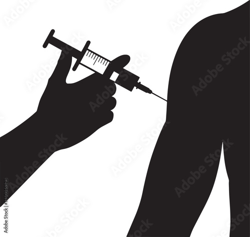 Vaccination Injection Silhouette For Immunization And Protection Medical Treatment