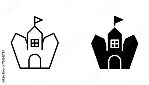 castle icon set, halloween concept on white background