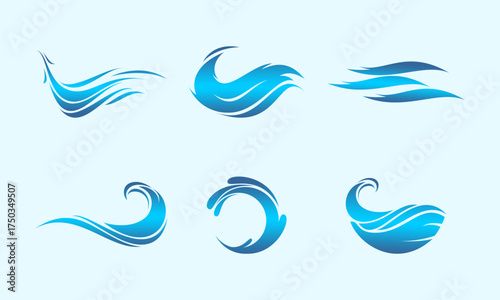 Various of sea wave design vector