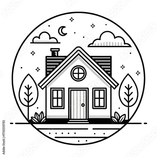 Minimalist Black and White Home Icons Collection - Flat Vector Designs