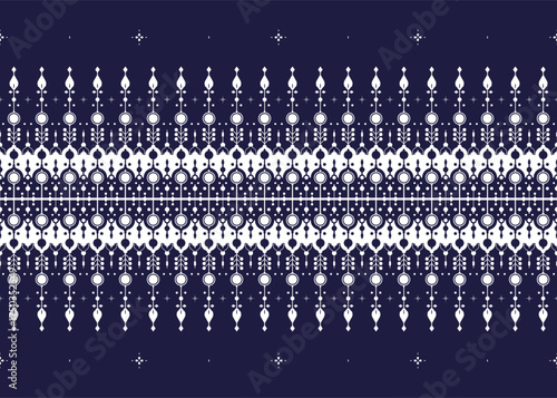 ethnic fabric seamless pattern, blue and white Portuguese style, design for cloth, carpet, batik, wallpaper, wrapping etc.