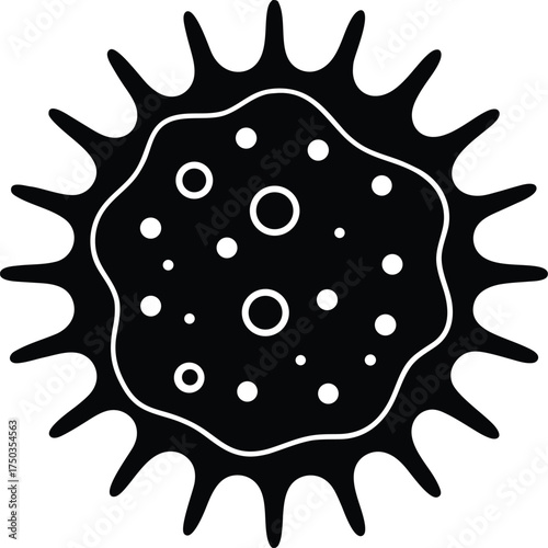 Nucleus cell membrane silhouette vector art illustration