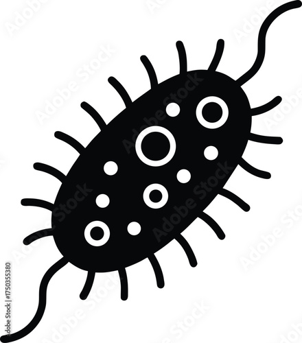 Vibrio bacteria silhouette vector art illustration