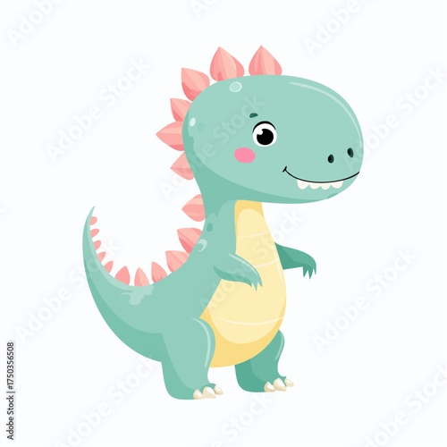 Cute cartoon dinosaur illustration for kids.