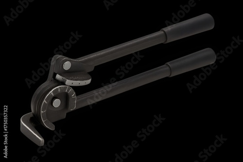 Manual pipe bender isolated on transparent background, realistic shadow and highlights, single detailed object.
