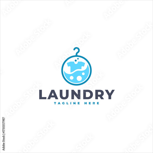 Modern Laundry Service Circle Logo Template Design