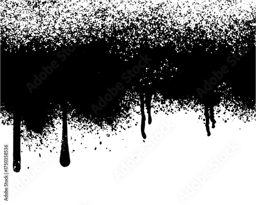 Black Graffiti Spray Paint Drips and Splatter Grunge Border Background Element Vector