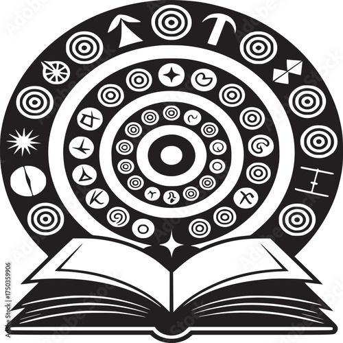 Unlock ancient mysteries with this open book revealing symbolic knowledge and spiritual insights