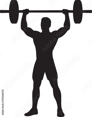 Shoulder Press Lift Silhouette | Gym Workout Vector | Fitness Exercise Pose Illustration