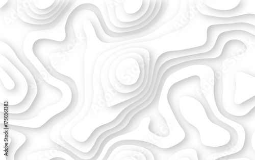 Dynamic topographic design elements forming soft flowing contours. white paper cut abstract layers. contemporary abstract shapes forming seamless layered topographic designs.