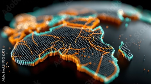 Abstract representation of the African continent highlighting network and connectivity