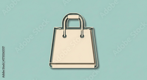 Sleek shopping bag icon with a metallic finish, ideal for showcasing retail, commerce, and contemporary consumerism