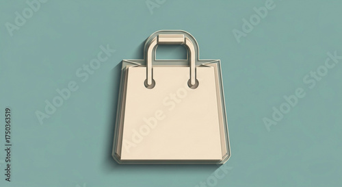 Elegant shopping bag icon with a metallic finish, perfect for representing retail, commerce, and modern consumerism