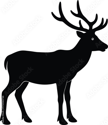 Caribou silhouette vector art illustration