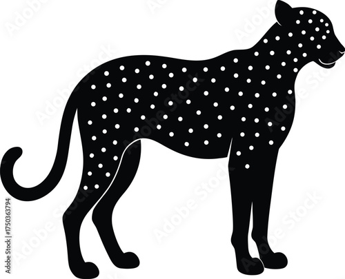 Cheetah silhouette vector art illustration