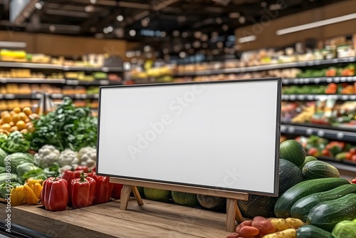 Blank sign in�supermarket�produce display