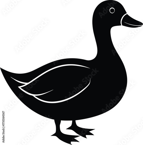 Duck silhouette vector art illustration