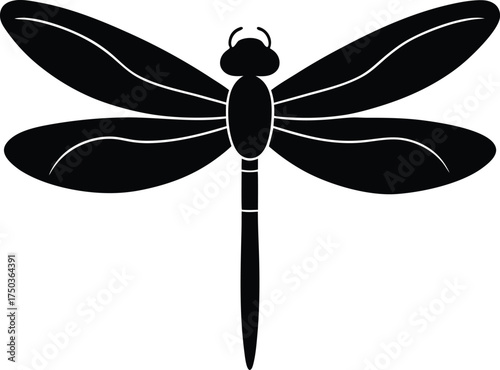 Dragonfly silhouette vector art illustration
