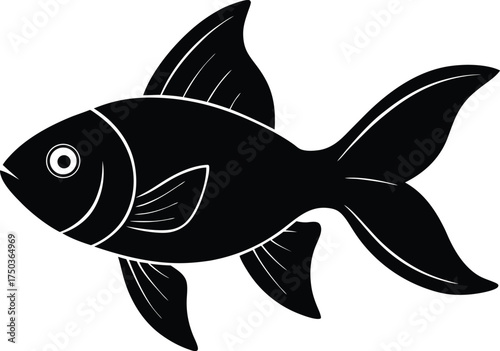 Goldfish silhouette vector art illustration