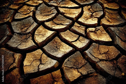 Cracked earth forms mosaic pattern