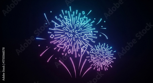 Neon fireworks illuminating the night, perfect for adding a touch of excitement and celebration to your designs