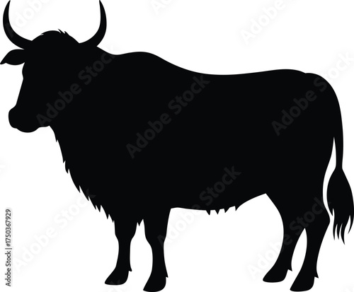 Yak silhouette vector art illustration