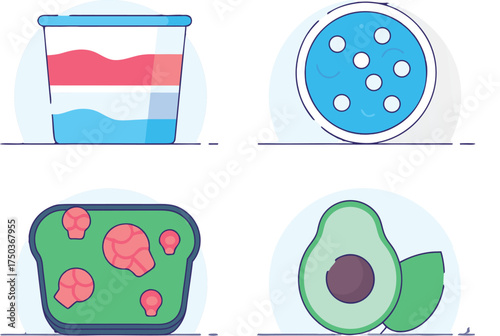 Layered drink toast avocado petri dish breakfast food