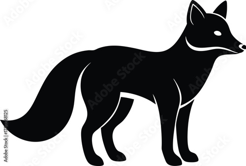 Arctic fox silhouette vector art illustration