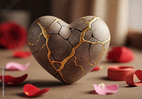 Kintsugi Heart - Embracing Imperfection and Healing with Golden Cracks.