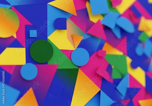 Colorful Geometric Shapes Abstract Design - Modern and Vibrant Composition.
