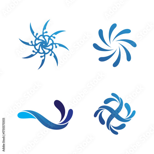 Waves blue beach logo and symbols template icons app