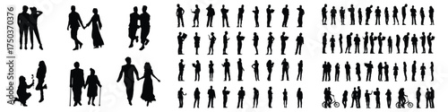People silhouettes in elevation side view showcasing architecture | silhouettes of people in 2D | architectural drawing featuring people in section elevation view | characters in architectural