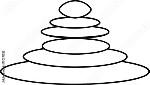 Simple black and white outline of a stacking toy with oval shapes
