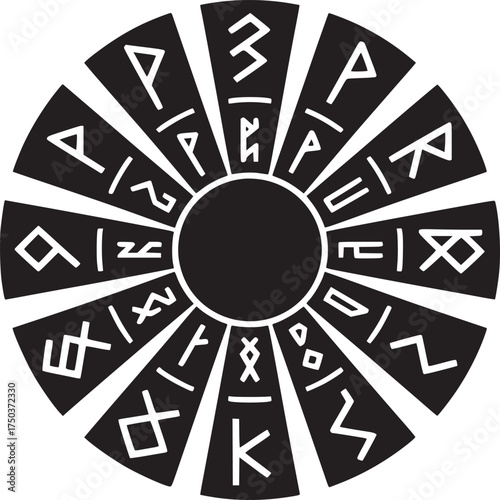 Mystic rune wheel symbol for spiritual design projects and magical concept illustration for esoteric themes